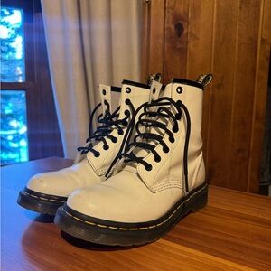 Dr. Martens White Leather Boots with Black Accents - sz 7